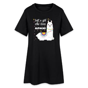 Alpaka Liebe - Frauen T-Shirt-Kleid - Schwarz - Vorne