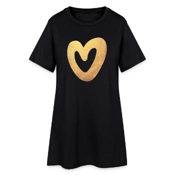 Yoga Coeur Amour Or Noël Symbole Amour Luxe - Robe T-shirt Femme - noir - Devant