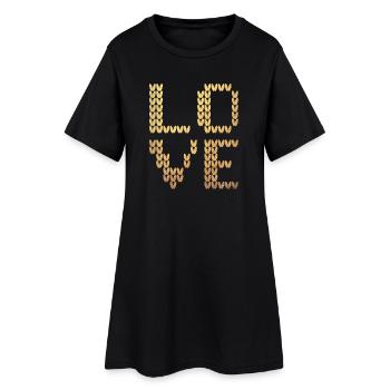 Love Gold Strick Liebe Luxus Strick exklusiv - Frauen T-Shirt-Kleid - Schwarz - Vorne