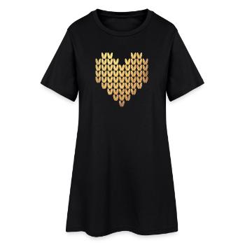 Motif de tricot coeur or Exclusive Love Winter - Robe T-shirt Femme - noir - Devant
