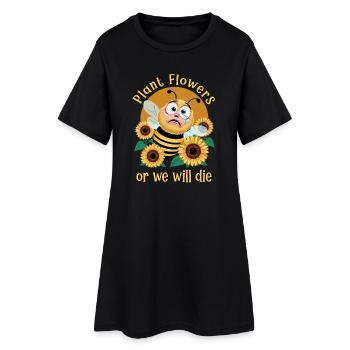 Bienen Retten - Frauen T-Shirt-Kleid - Schwarz - Vorne