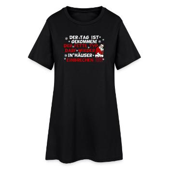 Weihnachten Dicker Weihnachtsmann - Frauen T-Shirt-Kleid - Schwarz - Vorne