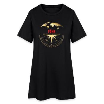 Koordinaten Föhr - Frauen T-Shirt-Kleid - Schwarz - Vorne