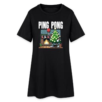 Tennis de table Arbre de Noël Costume Arbre de Noël - Robe T-shirt Femme - noir - Devant