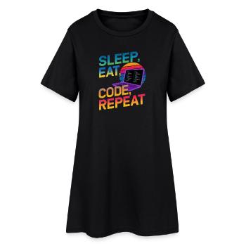 Sleep Eat Code Repeat Geschenk für Coder - Frauen T-Shirt-Kleid - Schwarz - Vorne