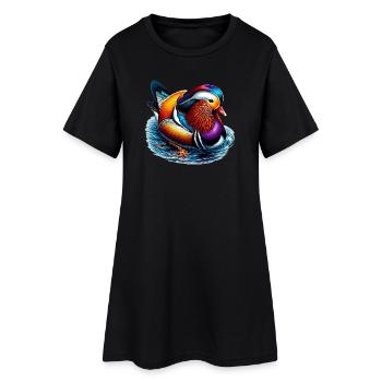 Canard mandarin - Robe T-shirt Femme - noir - Devant