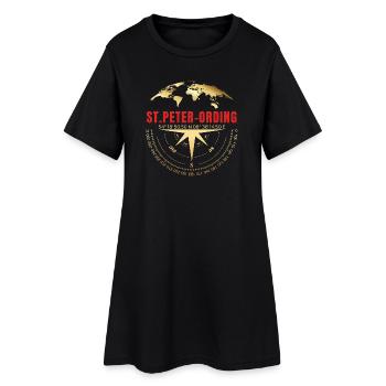 Koordinaten St Peter Ording - Frauen T-Shirt-Kleid - Schwarz - Vorne