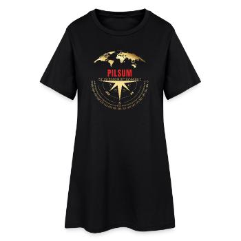 Koordinaten Pilsum - Frauen T-Shirt-Kleid - Schwarz - Vorne