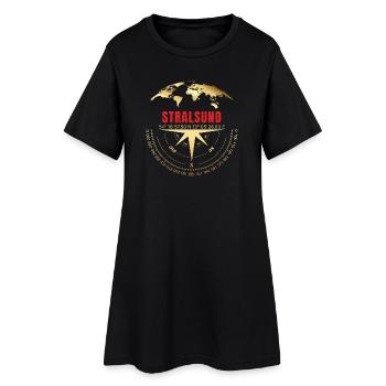 Koordinaten Stralsund - Frauen T-Shirt-Kleid - Schwarz - Vorne