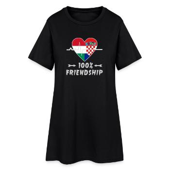 Ungarn und Kroatien 100% Freundschaft - Frauen T-Shirt-Kleid - Schwarz - Vorne