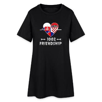Slowakei und Kroatien 100% Freundschaft - Frauen T-Shirt-Kleid - Schwarz - Vorne