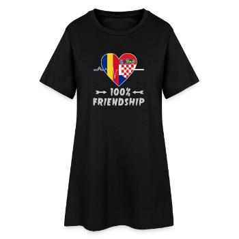 Rumänien und Kroatien 100% Freundschaft - Frauen T-Shirt-Kleid - Schwarz - Vorne