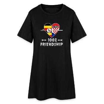 Uganda und Kroatien 100% Freundschaft - Frauen T-Shirt-Kleid - Schwarz - Vorne