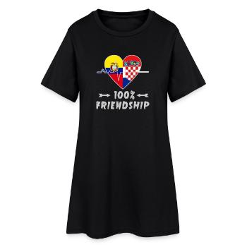 Ecuador und Kroatien 100% Freundschaft - Frauen T-Shirt-Kleid - Schwarz - Vorne