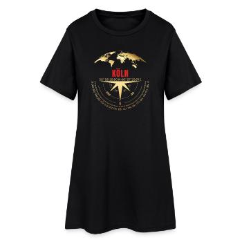 Koordinaten Köln - Frauen T-Shirt-Kleid - Schwarz - Vorne