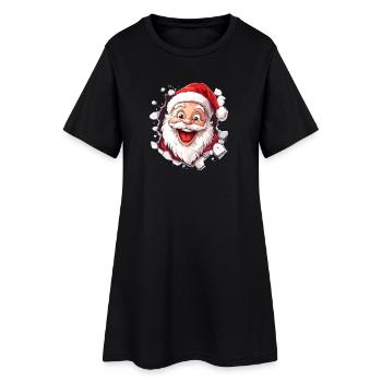 Fröhlicher Weihnachtsmann - Frauen T-Shirt-Kleid - Schwarz - Vorne