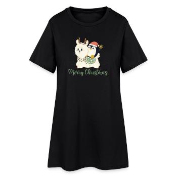 Joyeux Noël - Alpaga + Pingouin pour Noël - Robe T-shirt Femme - noir - Devant