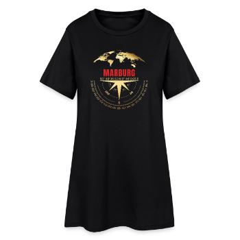 Koordinaten Marburg - Frauen T-Shirt-Kleid - Schwarz - Vorne