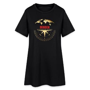 Koordinaten Minden - Frauen T-Shirt-Kleid - Schwarz - Vorne