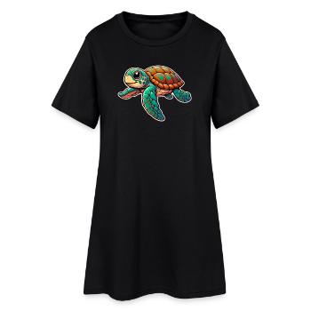 Tortue - Robe T-shirt Femme - noir - Devant
