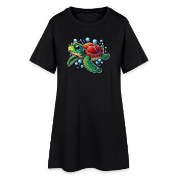 Tortue - Robe T-shirt Femme - noir - Devant