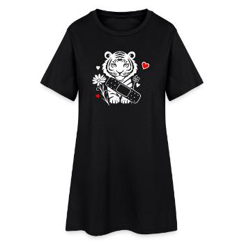 Tigre avec des emplâtres et des fleurs - Bon rétablissement - Robe T-shirt Femme - noir - Devant