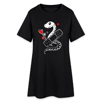 Snake with plasters and hearts - Get well soon - Women’s T-Shirt Dress - black - Front