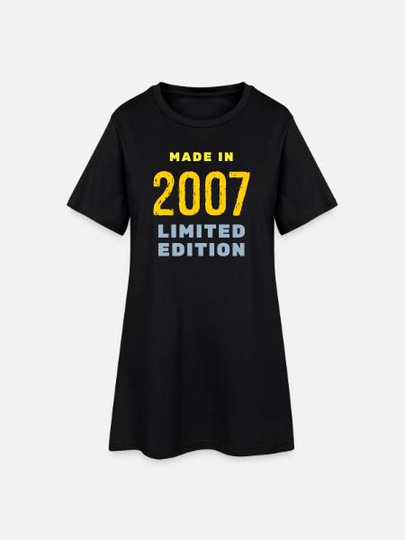 2007 - Frauen T-Shirt-Kleid - Schwarz