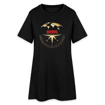 Koordinaten Worms - Frauen T-Shirt-Kleid - Schwarz - Vorne
