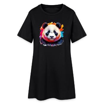 Panda - Frauen T-Shirt-Kleid - Schwarz - Vorne