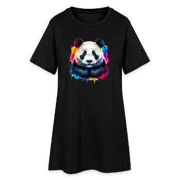 Panda - Frauen T-Shirt-Kleid - Schwarz - Vorne