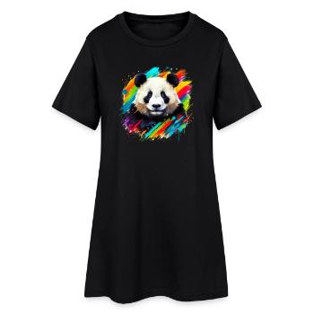 Panda - Frauen T-Shirt-Kleid - Schwarz - Vorne