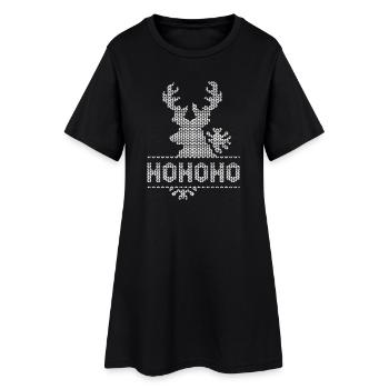hohoho pixel Elch Weihnachten Schnee Symbol retro - Frauen T-Shirt-Kleid - Schwarz - Vorne