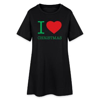 I LOVE CHRISTMAS Weihnachten - Frauen T-Shirt-Kleid - Schwarz - Vorne