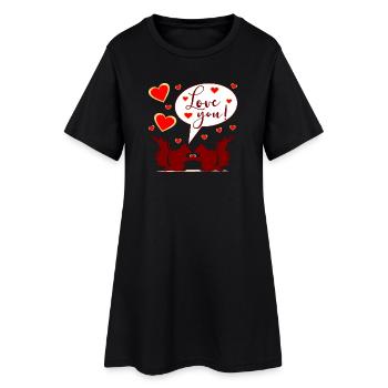SQUIRREL - LOVE YOU COUPLE - Frauen T-Shirt-Kleid - Schwarz - Vorne