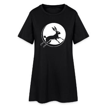 Lapin avec Lune Ostara Pleine Lune - Robe T-shirt Femme - noir - Devant