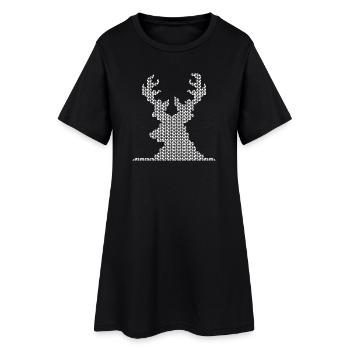 Renne pixel orignal rétro vintage icône animaux des bois - Robe T-shirt Femme - noir - Devant