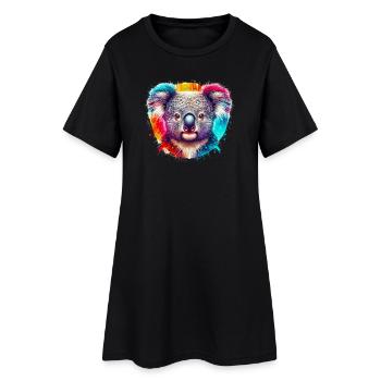Koala - Frauen T-Shirt-Kleid - Schwarz - Vorne