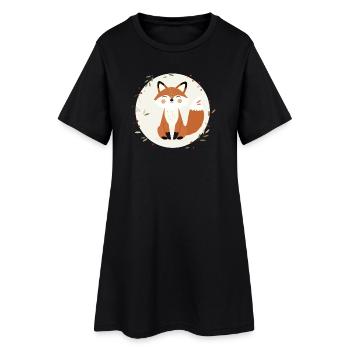 Renard souriant - Illustration ludique de la nature - Robe T-shirt Femme - noir - Devant