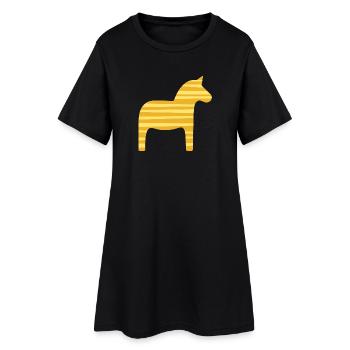 Dala Horse Stripes Suède Noël scandinave - Robe T-shirt Femme - noir - Devant