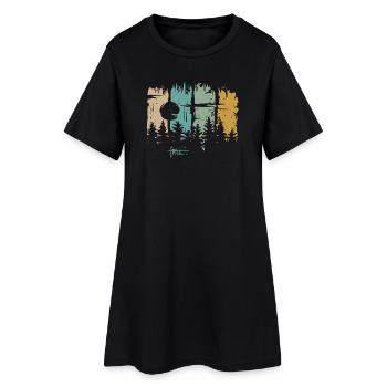 Retro Moon & Forest Design – Lettrage gratuit et nature - Robe T-shirt Femme - noir - Devant