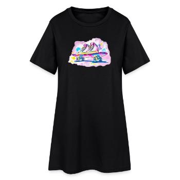 Planche à roulettes avec chaussures - Robe T-shirt Femme - noir - Devant