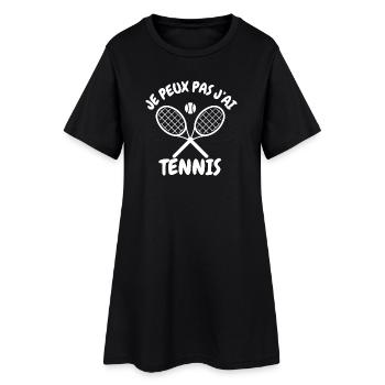 Je peux pas j'ai tennis - Idée cadeau hummour - Robe T-shirt Femme - noir - Devant
