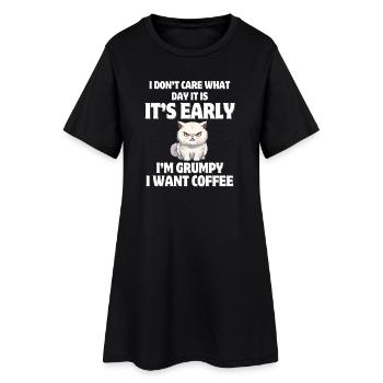pas du matin, café, coffee - Robe T-shirt Femme - noir - Devant