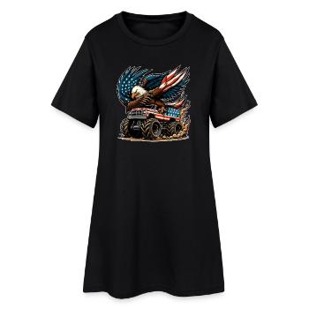 Patriotischer Adler auf Monstertruck - Frauen T-Shirt-Kleid - Schwarz - Vorne