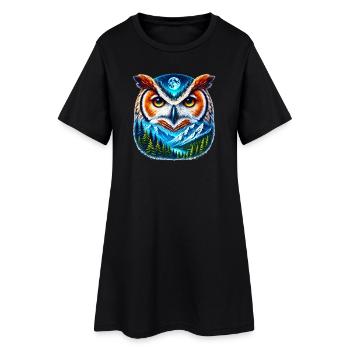 Hibou - Robe T-shirt Femme - noir - Devant