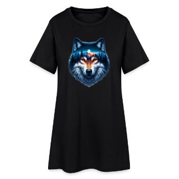 Loup - Robe T-shirt Femme - noir - Devant