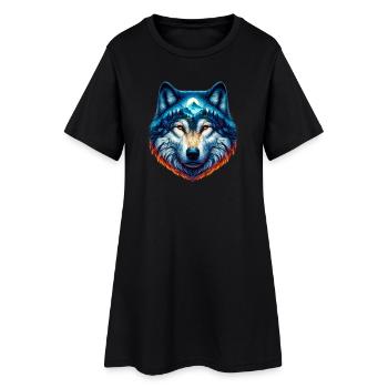 Loup - Robe T-shirt Femme - noir - Devant