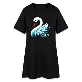 Schwan - Frauen T-Shirt-Kleid - Schwarz - Vorne