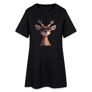 Cerf, Bois, Chasse, Cerf, Renne, Cerf élaphe, Chasseur - Robe T-shirt Femme - noir - Devant